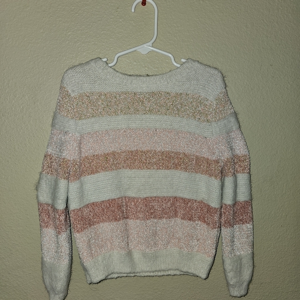 Cozy Striped Kids Sweater - Pink and Cream